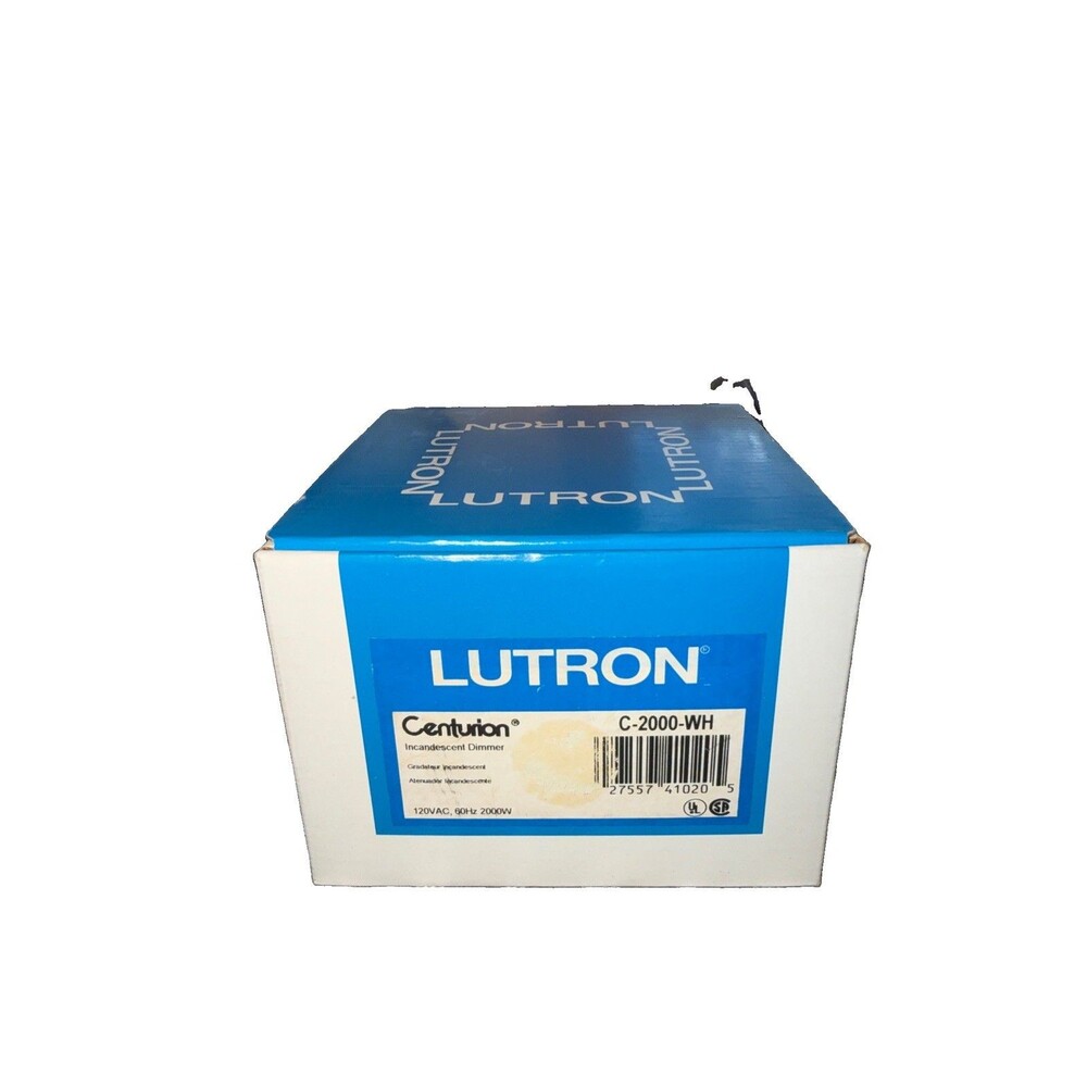 Lutron Centurion C-2000-WH Incandescent Dimmer 2000W 120V White Vintage NOS
